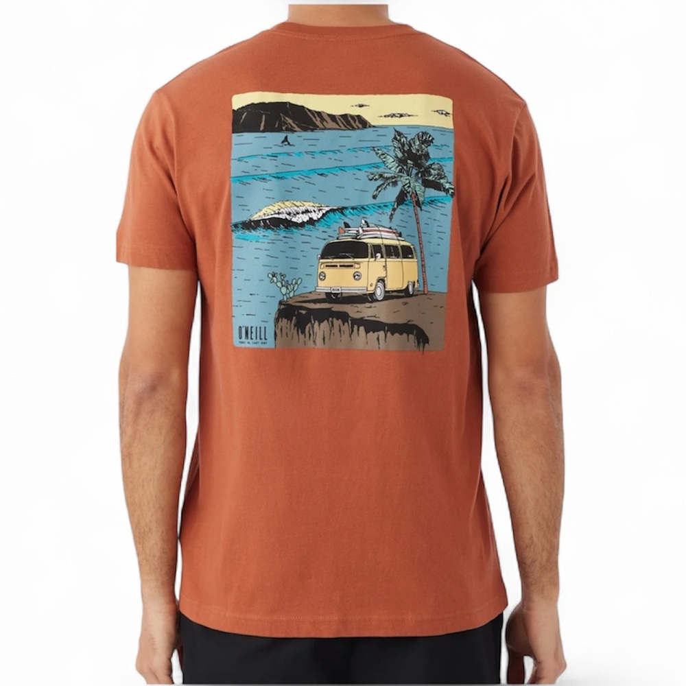 O'Neill Clear View Minimalist Tee Clay Small Earthy Surf Cotton - Picture 4 of 8